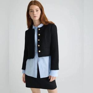 J.Crew Louisa Lady Jacket In Maritime Tweed Blazer Women's 00P Black BU036 NWT